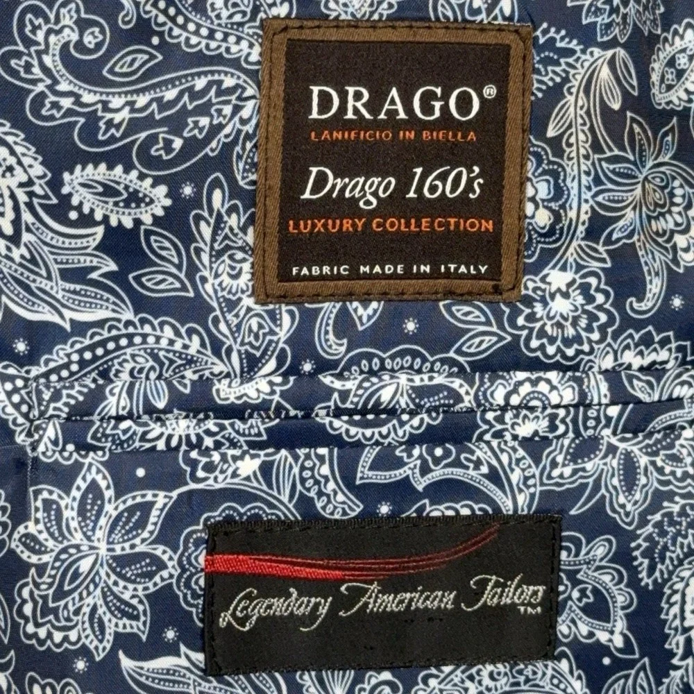 Mens 42 Suit Jacket Sport Coat Blazer Drago Super 160s Wool Surgeon Cuffs READ